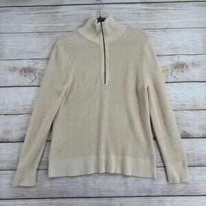 Patagonia Ponderosa Pine 1/4-Zip Waffle Knit Sweater Womens Medium Cream